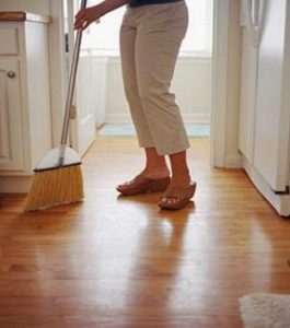 sweeping floor